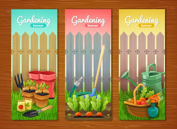 Kleurrijke verzameling van tuinieren verticale banners vector