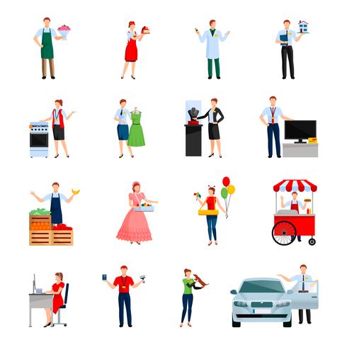 Verkopers decoratieve Icons Set vector