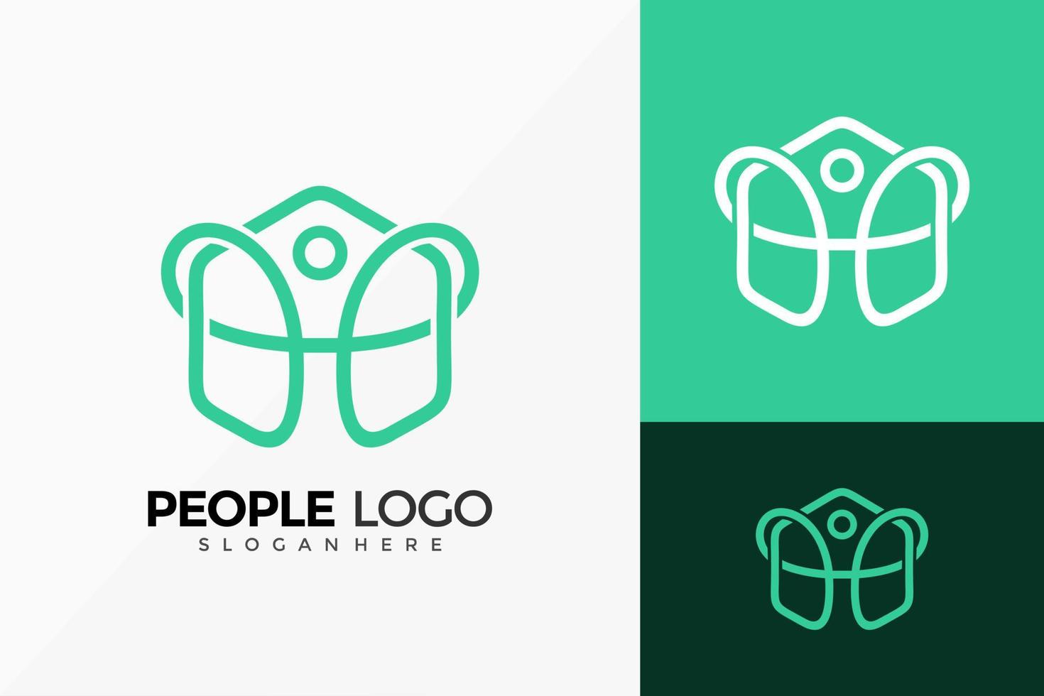 abstracte zeshoek mensen logo ontwerp. creatief idee logo's ontwerpen vector illustratie sjabloon