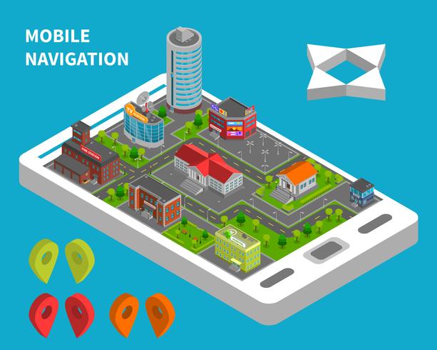 Mobiel navigatie isometrisch concept vector