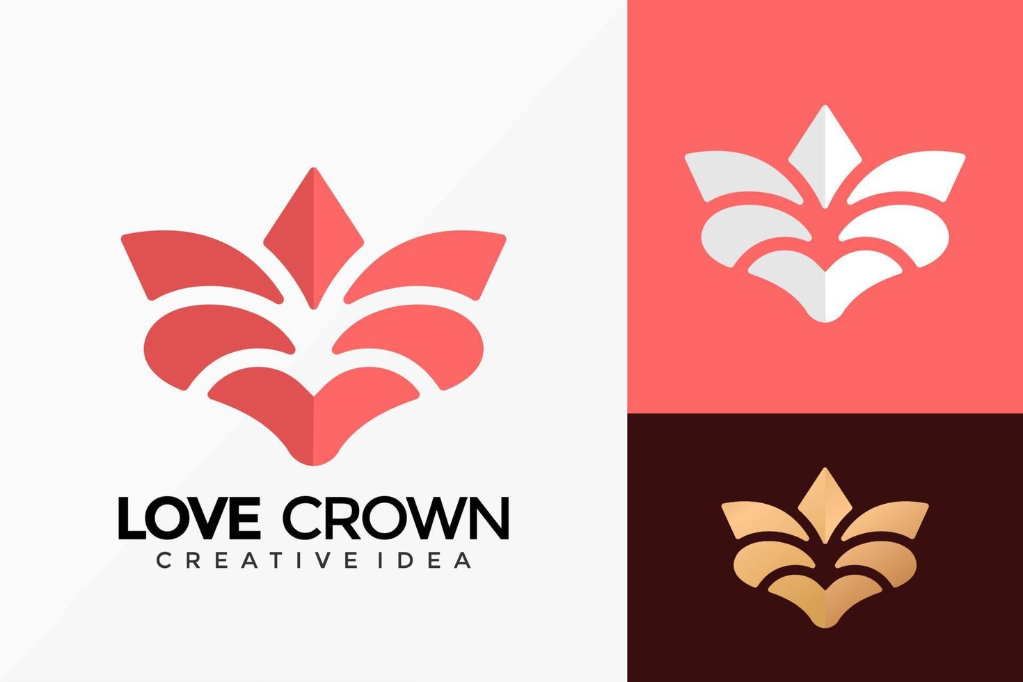 liefde kroon merk identiteit logo vector ontwerp. abstract embleem, ontwerpen concept, logo's, logo element voor sjabloon.