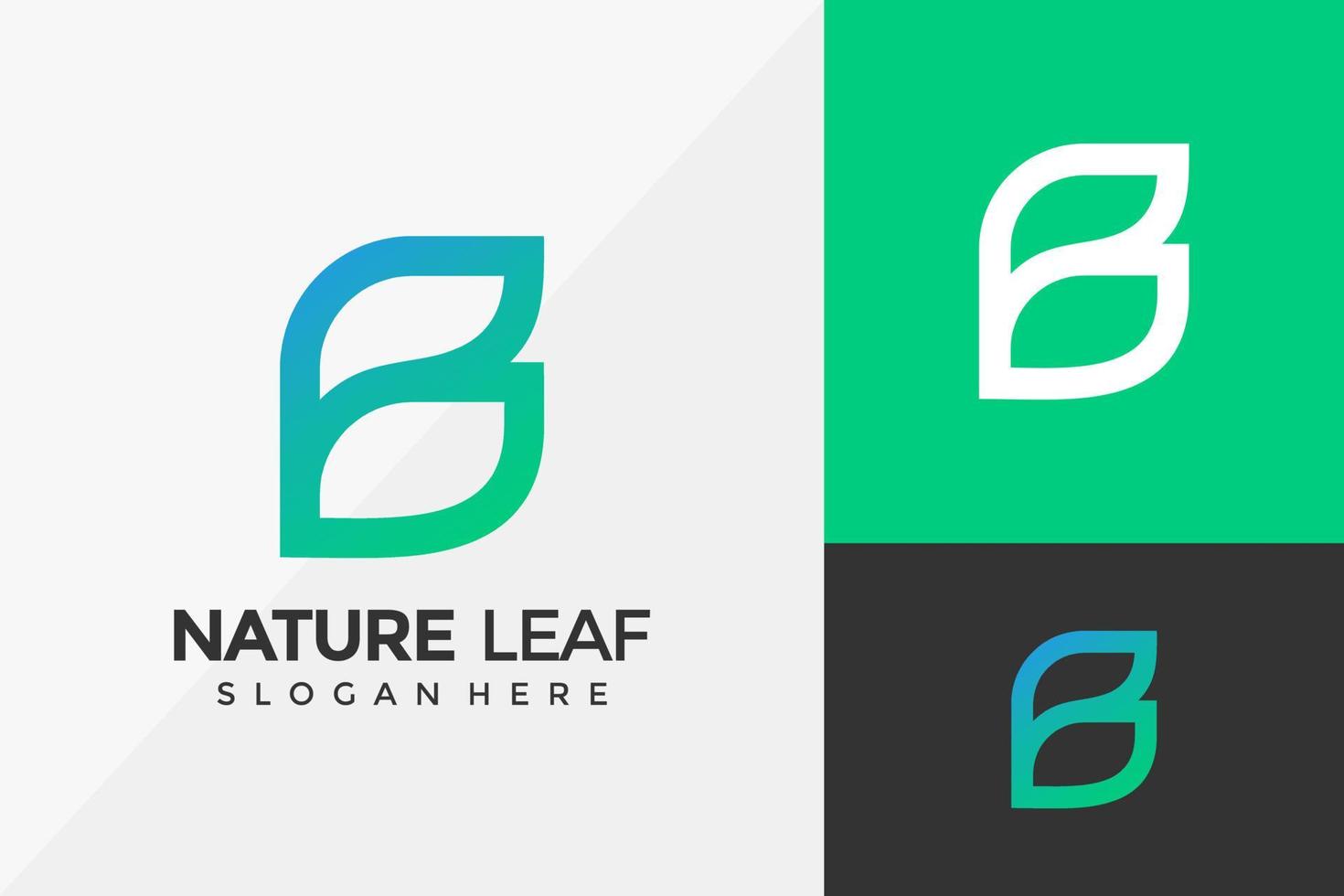 letter b natuur blad logo ontwerp, moderne logo ontwerpen vector illustratie sjabloon