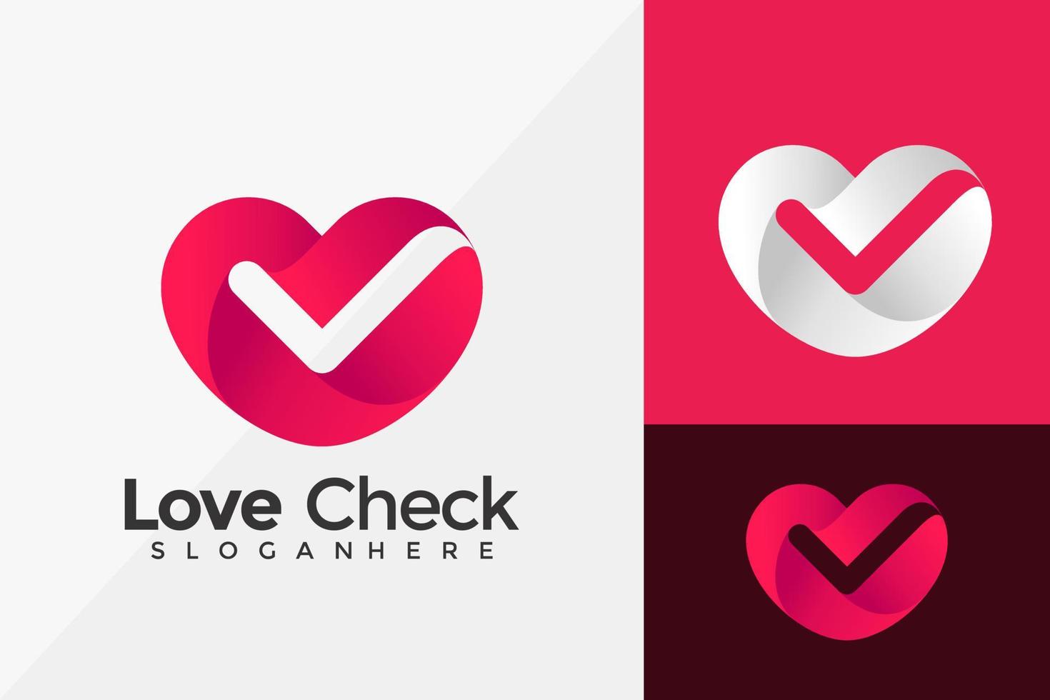 liefde check combinatie logo-ontwerp, merkidentiteit logo's ontwerpen vector illustratie sjabloon