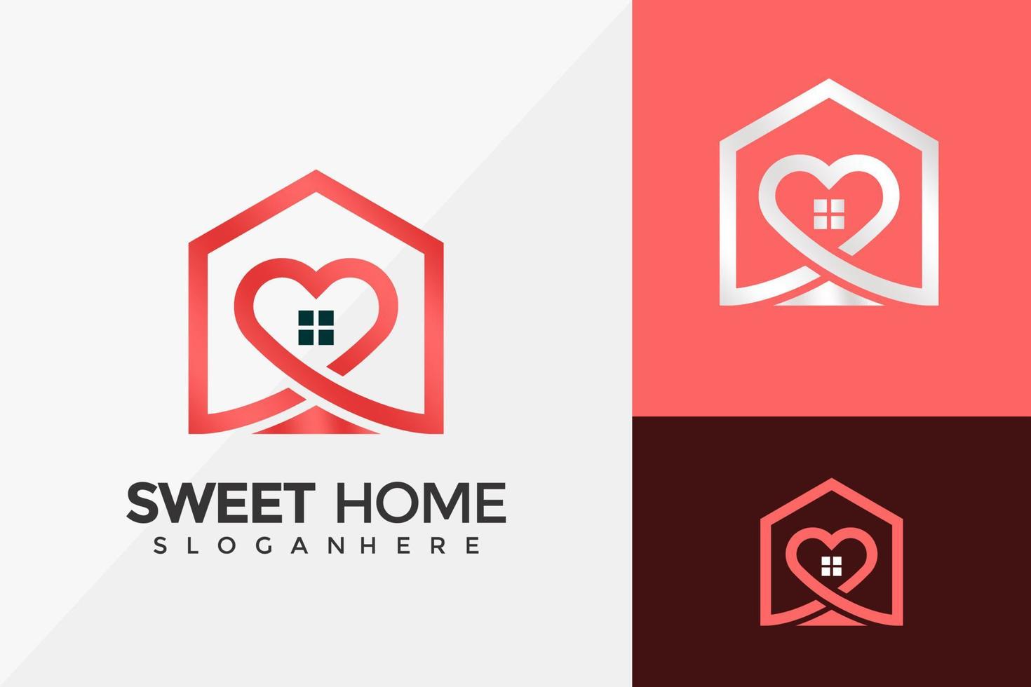 liefde huis logo ontwerp, sweet home logo's ontwerpen vector illustratie sjabloon