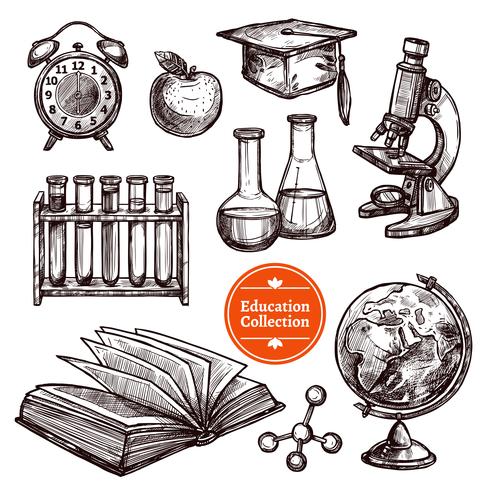 Onderwijs Hand getrokken schets Set vector