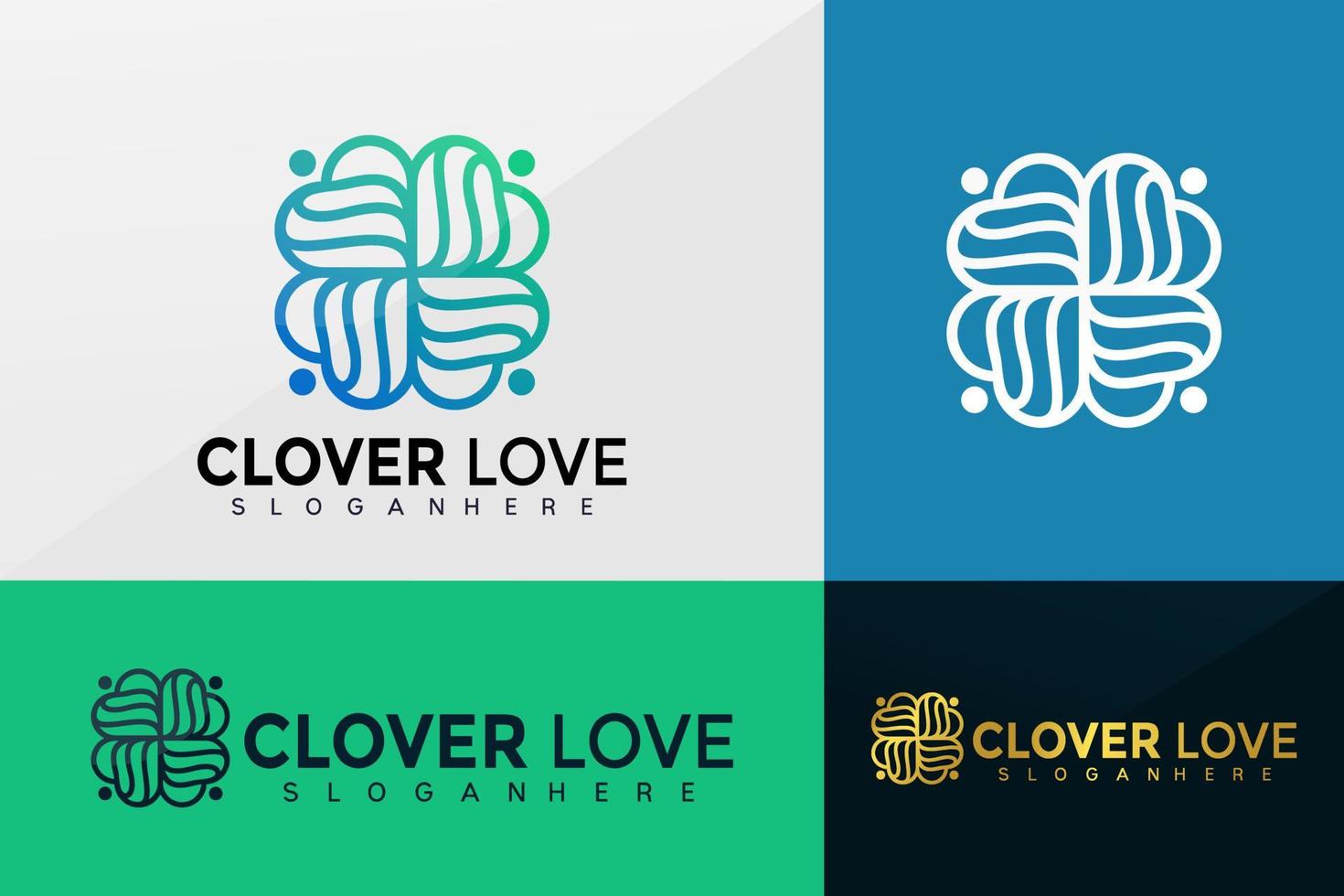 klaver liefde geometrische logo vector, merk identiteit logo's ontwerp, modern logo, logo ontwerpen vector illustratie sjabloon