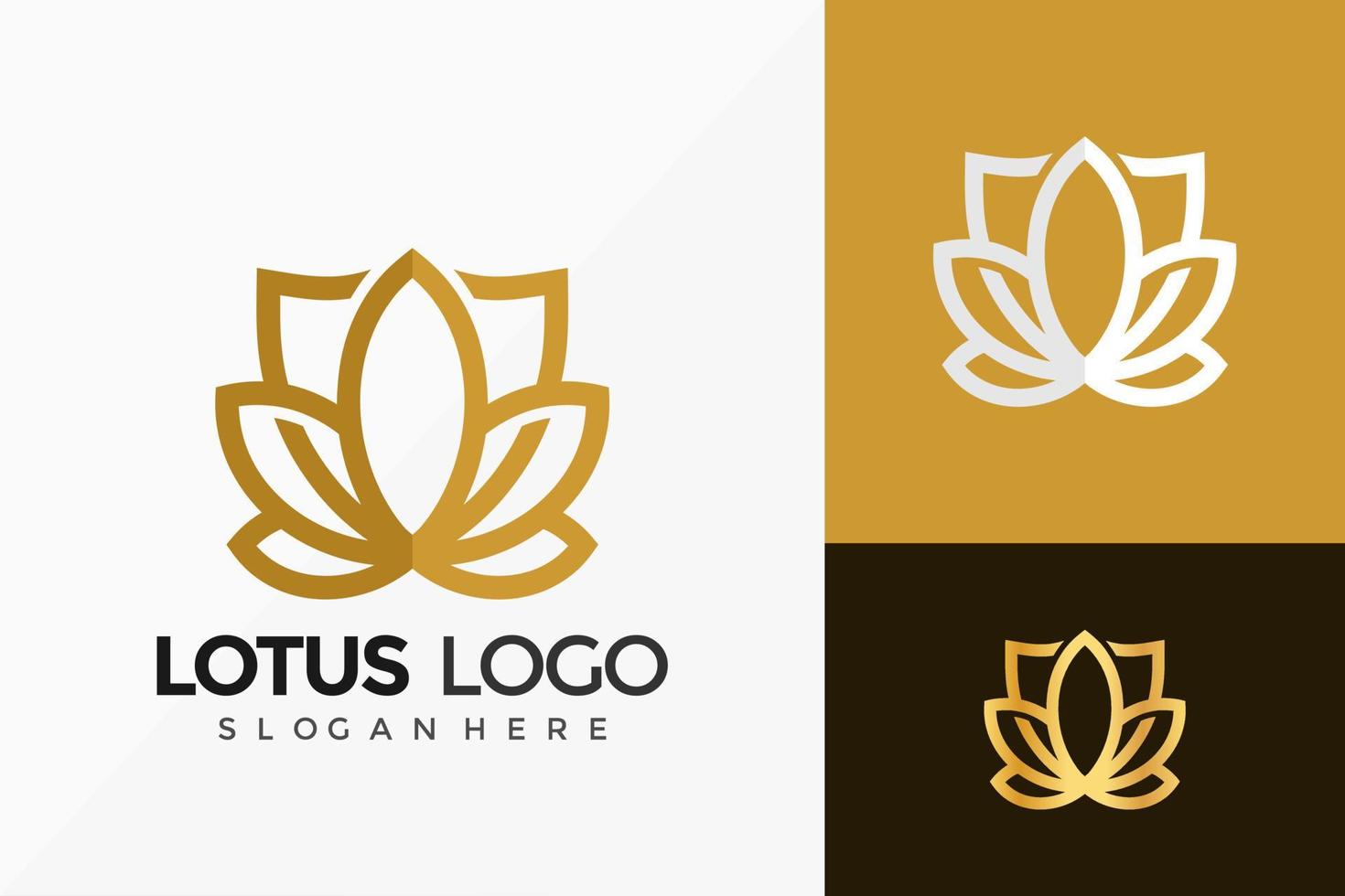 gouden lotus schild logo vector ontwerp. abstract embleem, ontwerpen concept, logo's, logo element voor sjabloon.