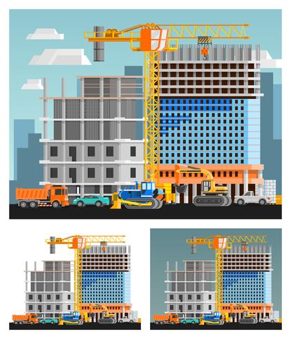 Bouw en stad composities instellen vector