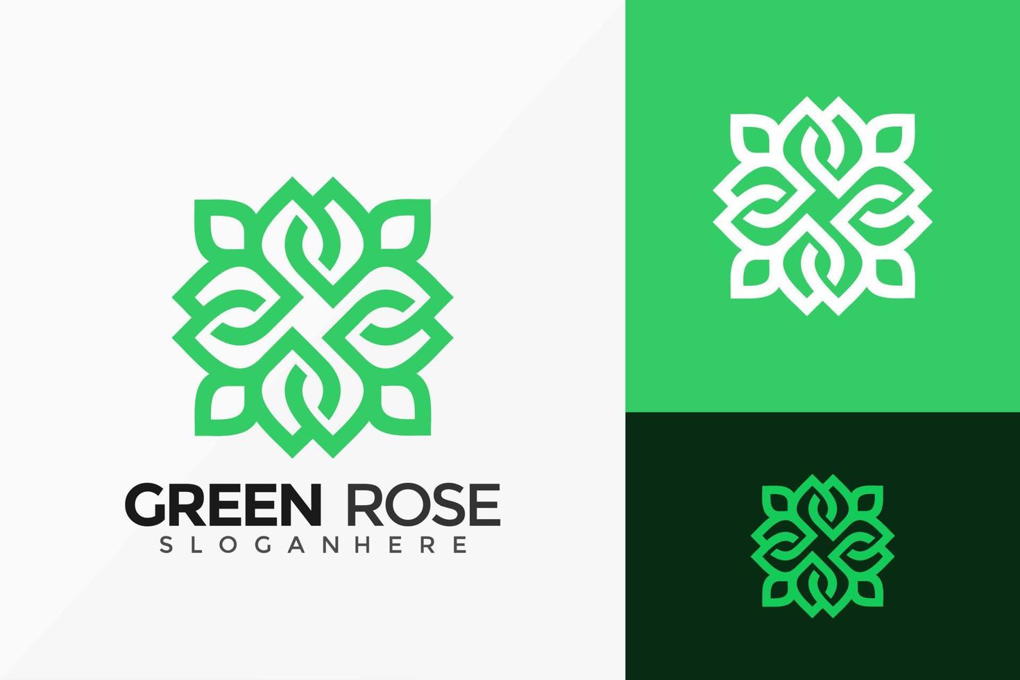 natuur groene roos vector embleemontwerp. abstract embleem, ontwerpen concept, logo's, logo element voor sjabloon.