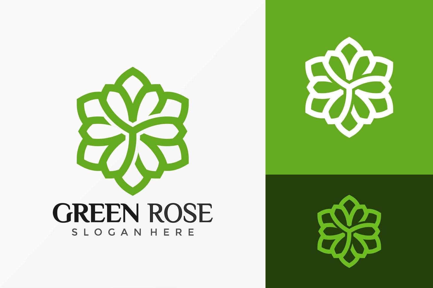 groen roze bloemen logo vector ontwerp. abstract embleem, ontwerpen concept, logo's, logo element voor sjabloon.