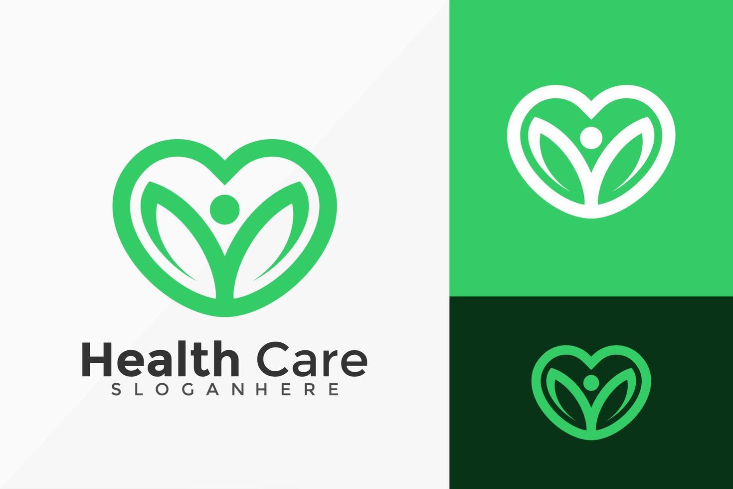 gezondheidszorg en liefde logo-ontwerp, merkidentiteit logo's ontwerpen vector illustratie sjabloon