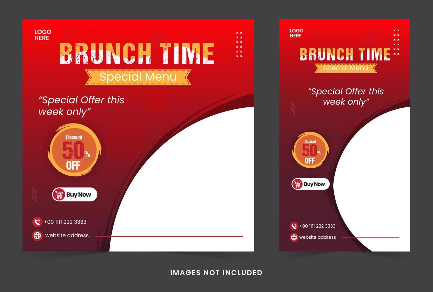 social media post-feed en verhaal brunch sjabloon banner of flyer collectie voor restaurant vector