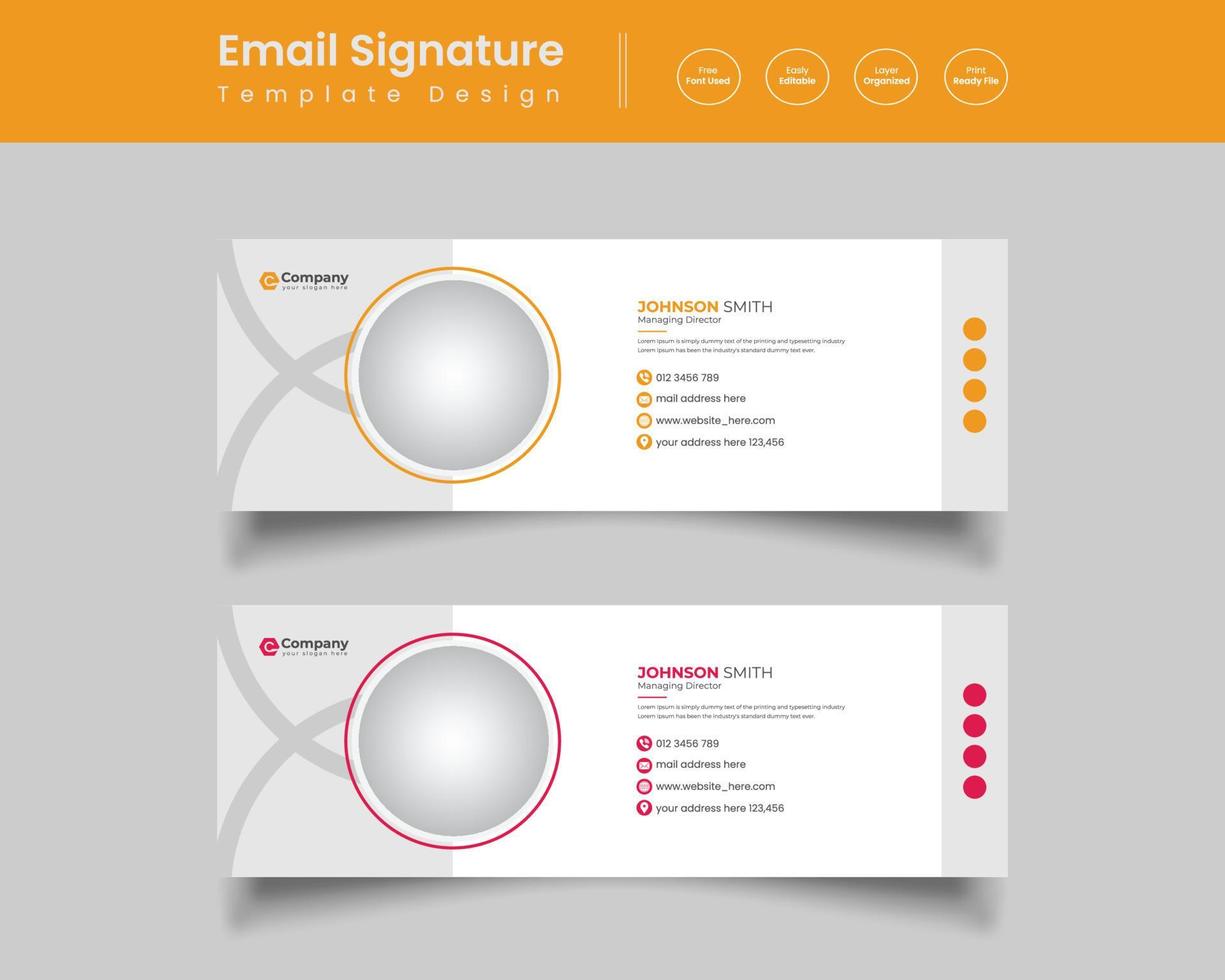 e-mailhandtekening of e-mailvoettekst ontwerpsjabloon pro vector