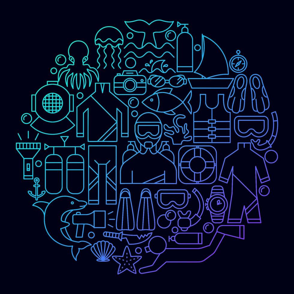 duiklijn pictogram cirkel concept vector