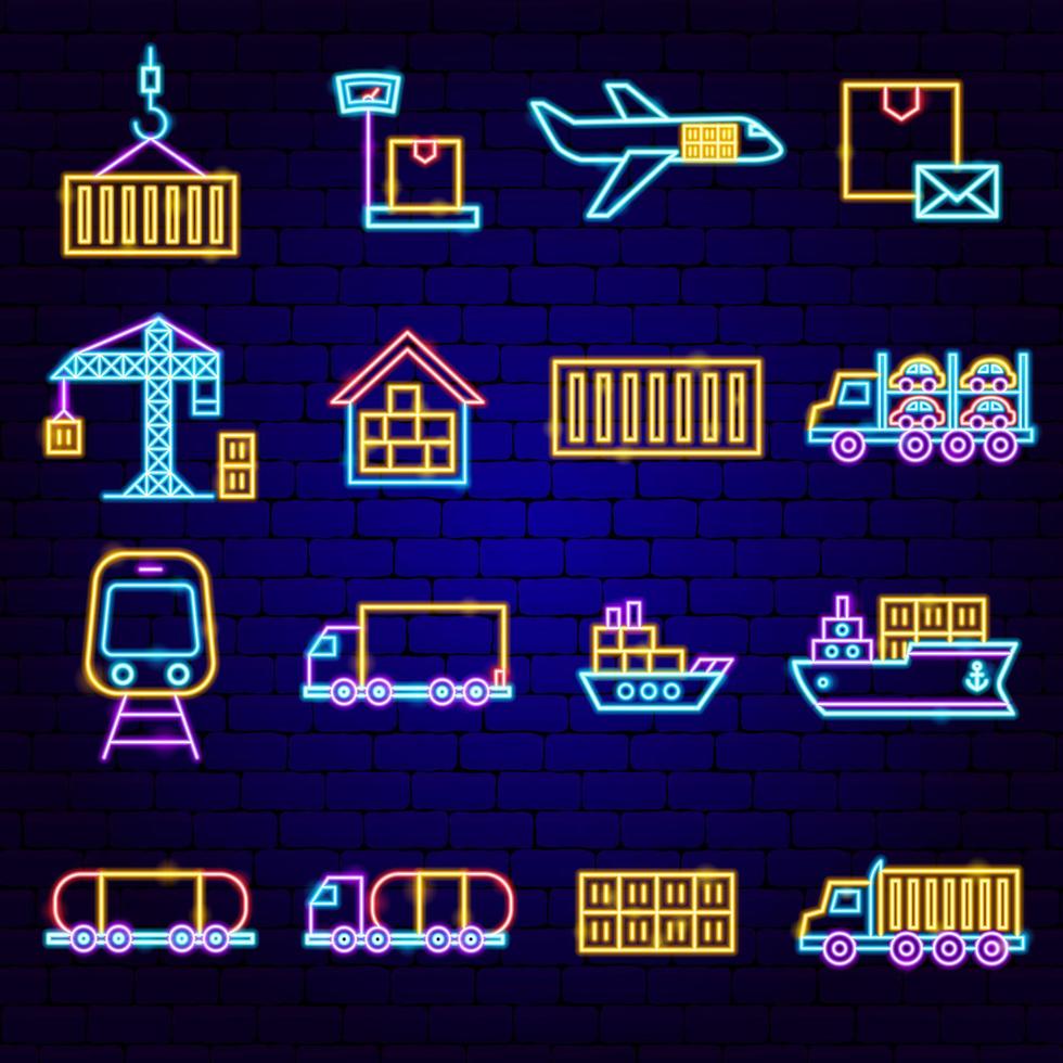 cargo express neon pictogrammen vector