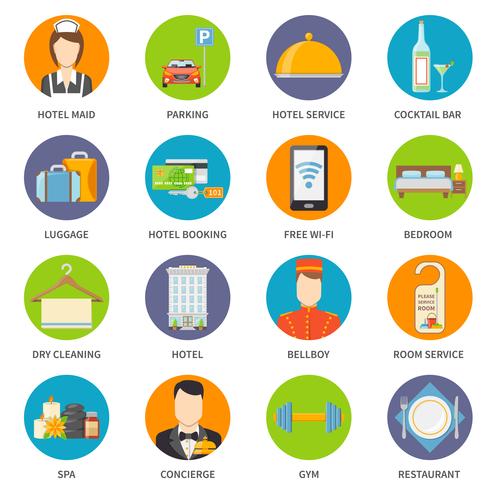 Hoteldienst Icons Set vector