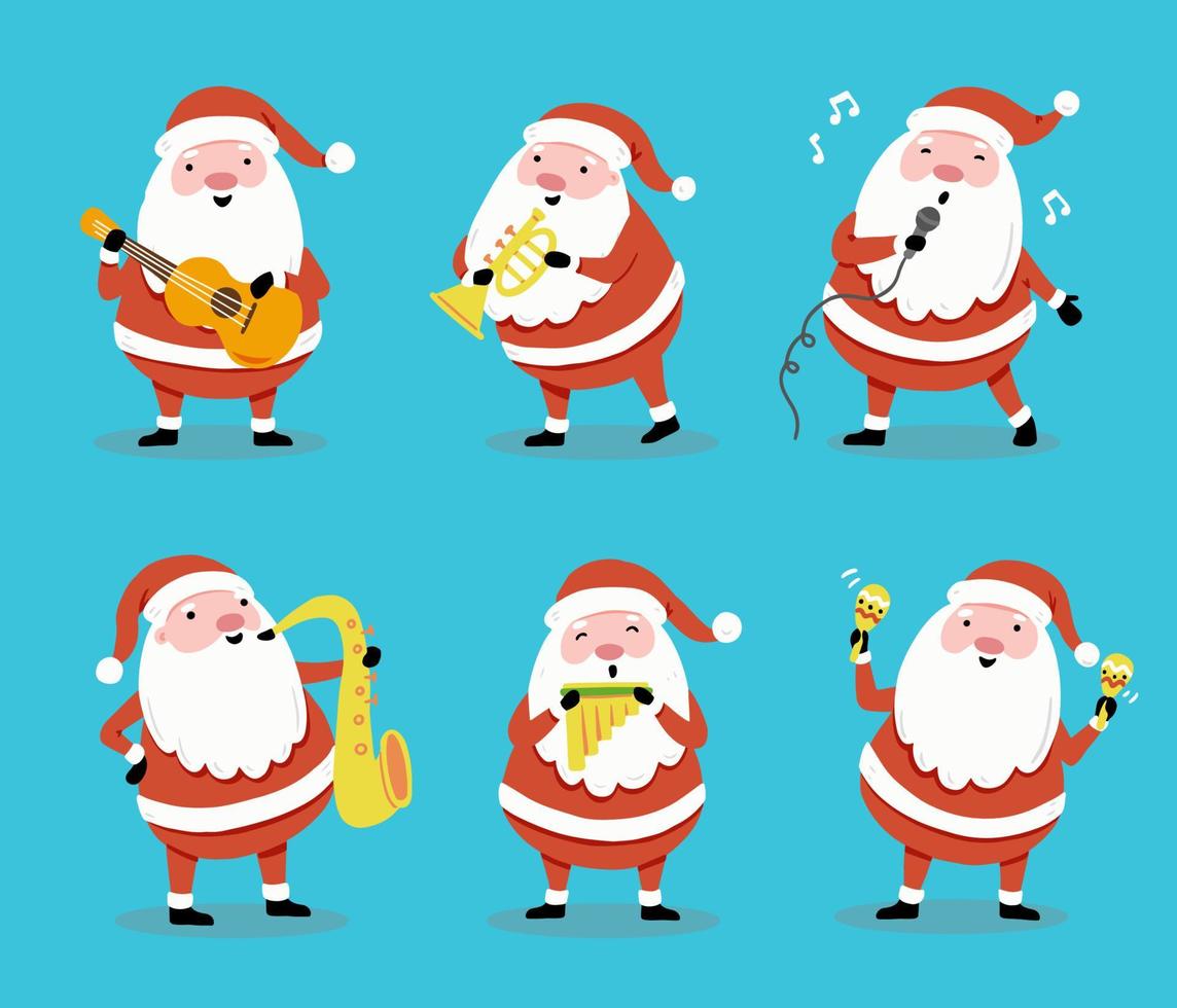 set hand getrokken stijl cartoon santa claus. vector illustratie