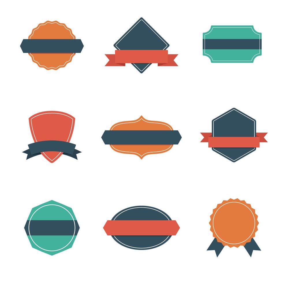 set van platte vintage label en badges vector