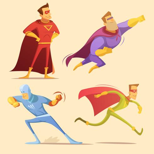 superheld cartoon set vector