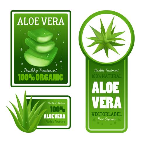 Aloë Vera Leaves Label Banners Set vector