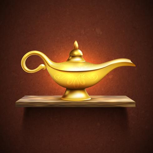 Aladdin-lamp op plank vector