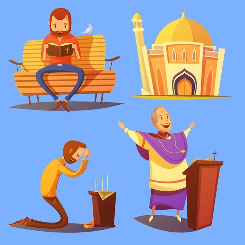 Religie Cartoon Icons Set vector