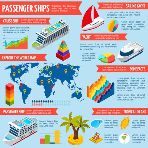 Passenger Ships Yachts Boten Isometrische Infographics vector