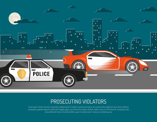 Street Racing Violation Scene vlakke poster vector