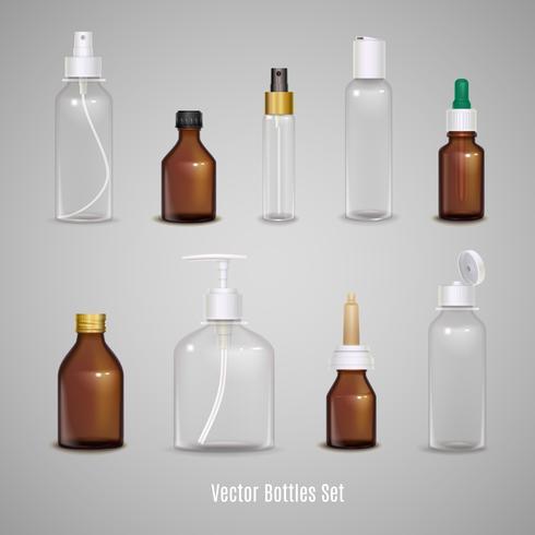 Set van transparante realistische flessen vector