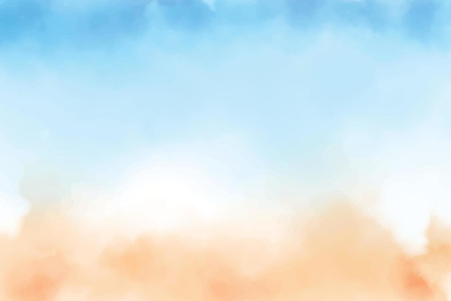 blauwe lucht en zandstrand aquarel achtergrond vector