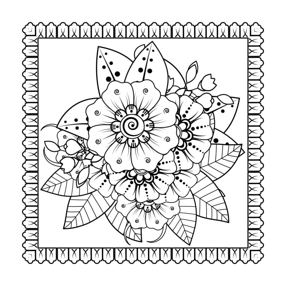 mehndi bloem voor henna, mehndi, tatoeage, decoratie. decoratief ornament in etnische oosterse stijl, doodle ornament, schets hand tekenen. kleurboek pagina. vector