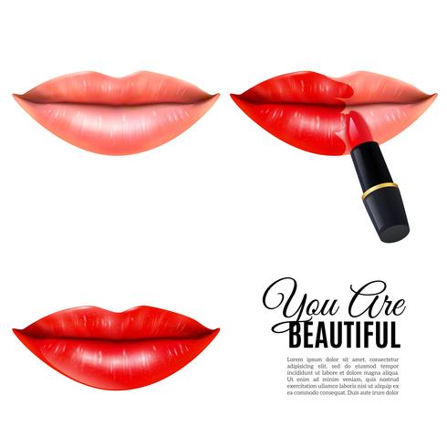 Make-up schoonheid lippen realistische poster vector