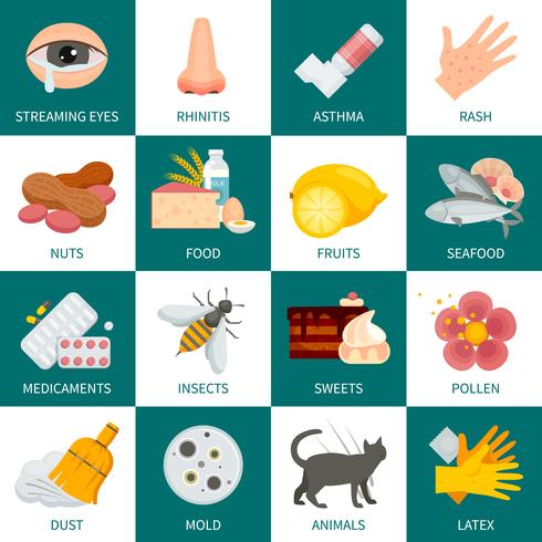 Allergie Icons Set vector