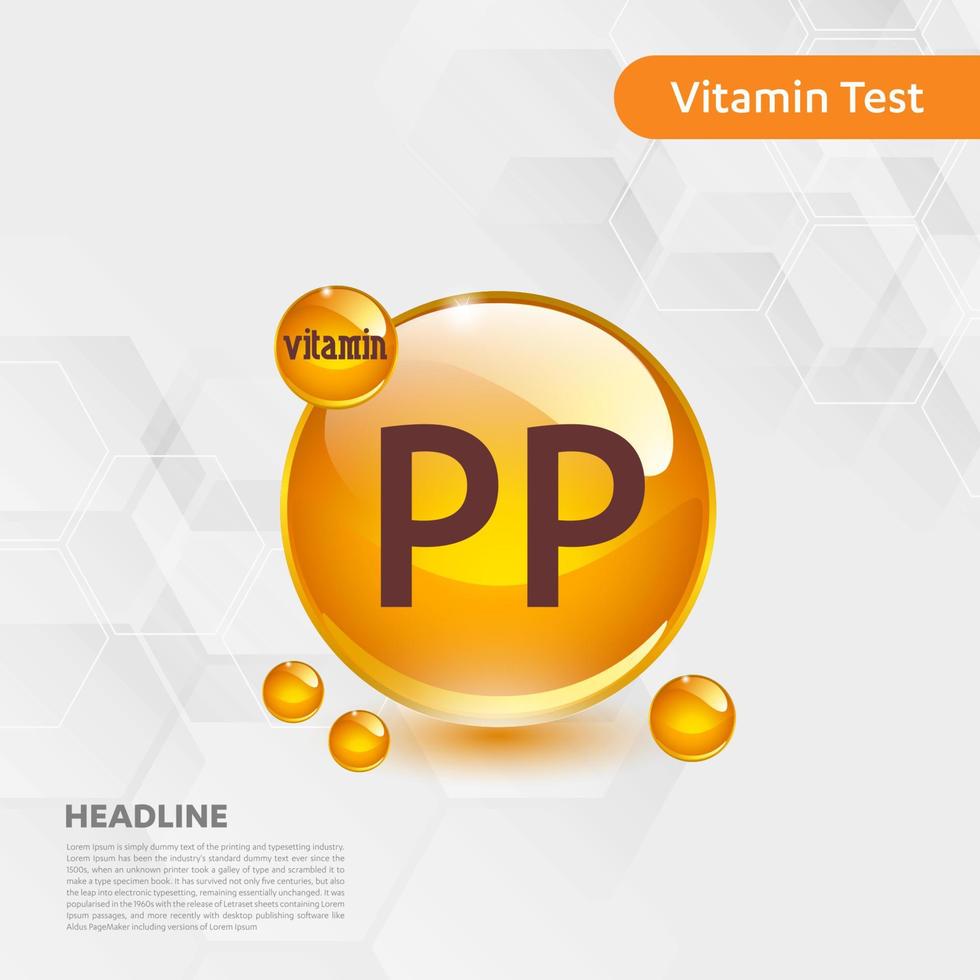 vitamine pp zon icoon collectie set, lichaam cholecalciferol. gouden druppel vitamine complex druppel. medisch voor heide vectorillustratie vector