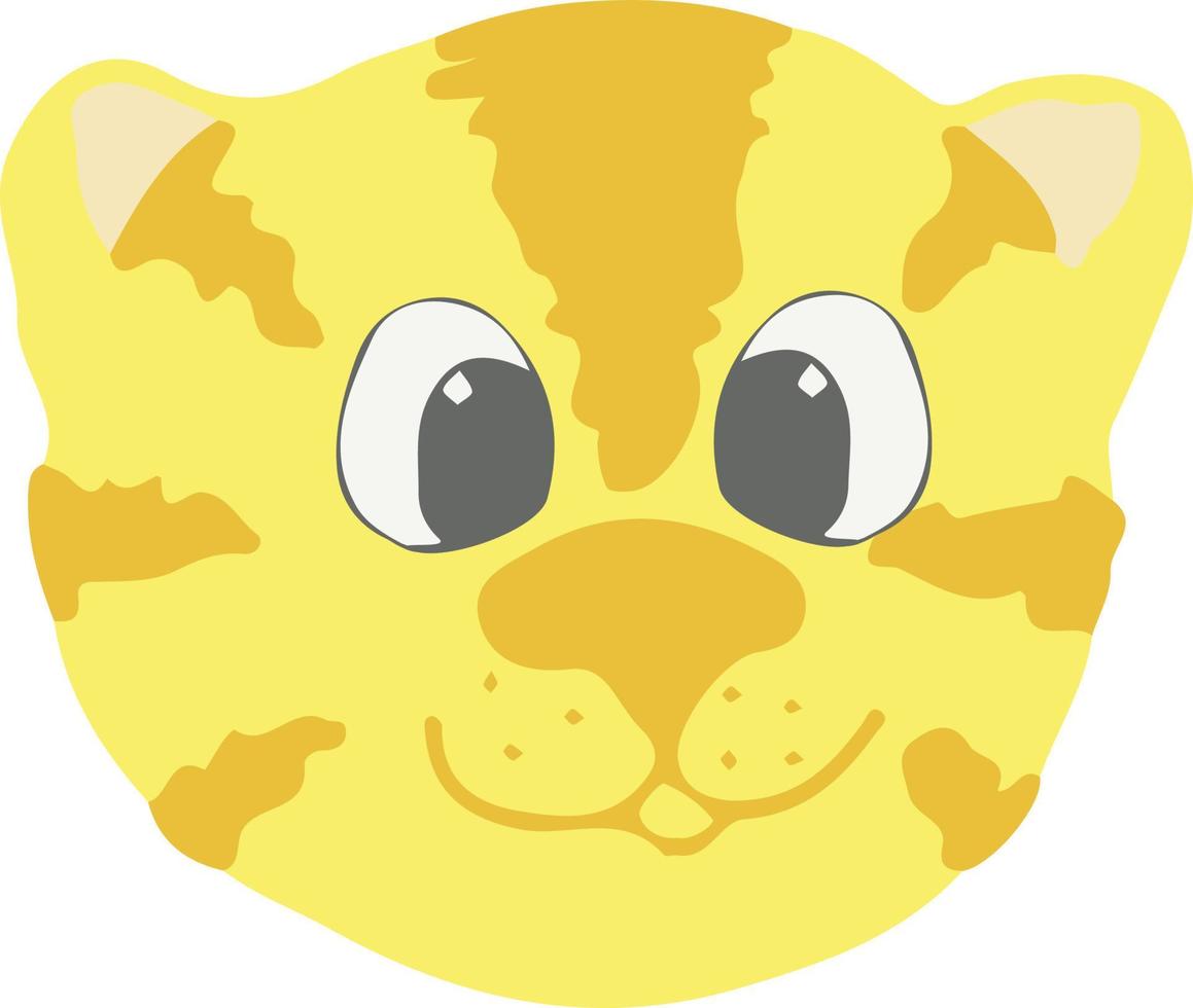 schattig tijger vector pictogram, sticker. hand getekend. illustratie voor kinderen. geel, gouden dierensymbool van 2022