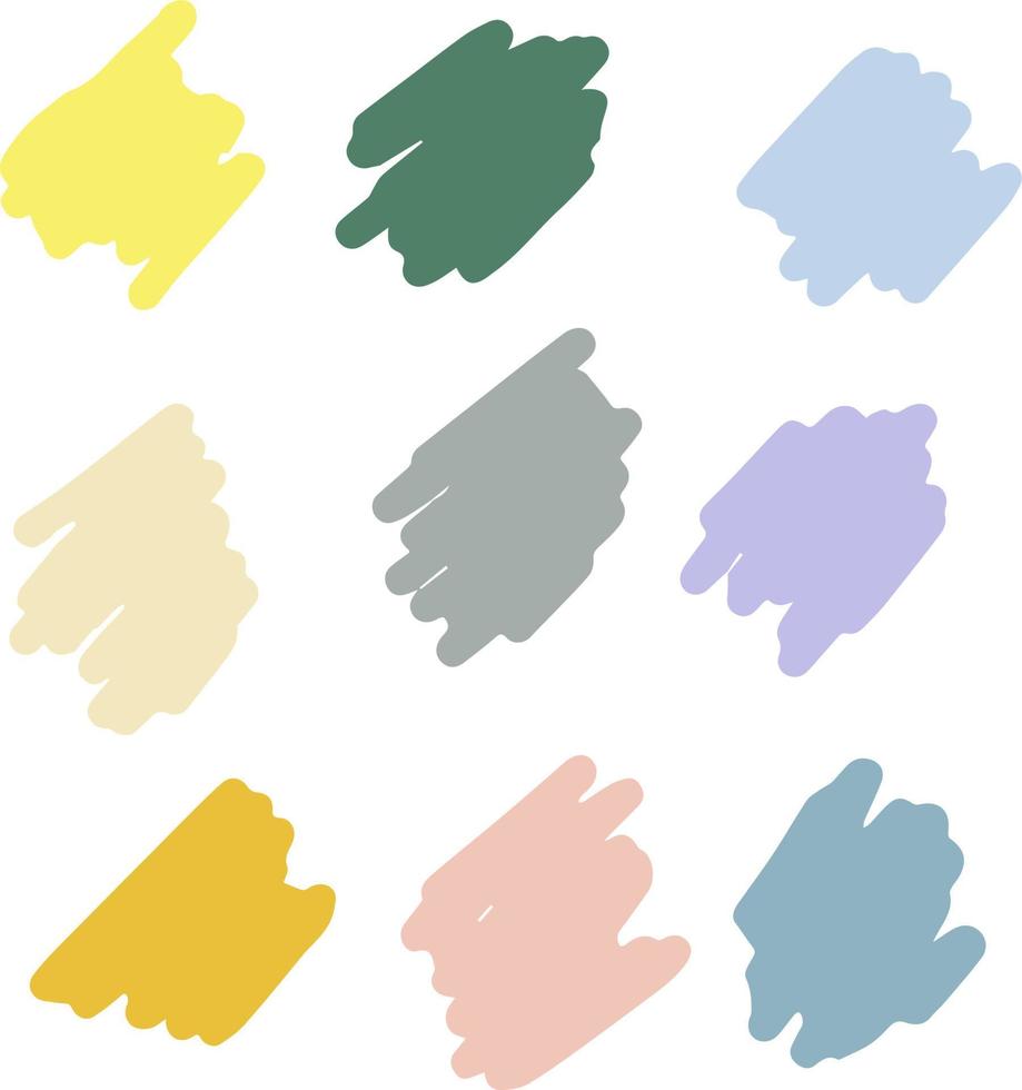 penseelstreken pastelkleuren set. kleurrijk palet vector