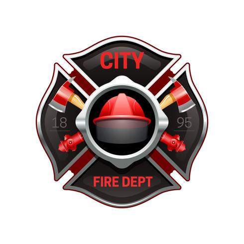 Fire Department Emblem Realistic Image Illustration vector