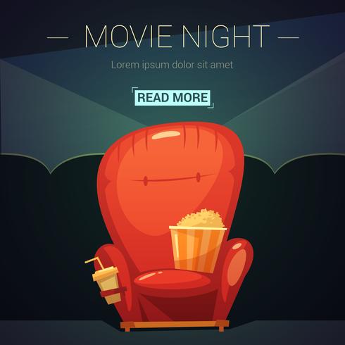 Movie Night Cartoon Illustratie vector