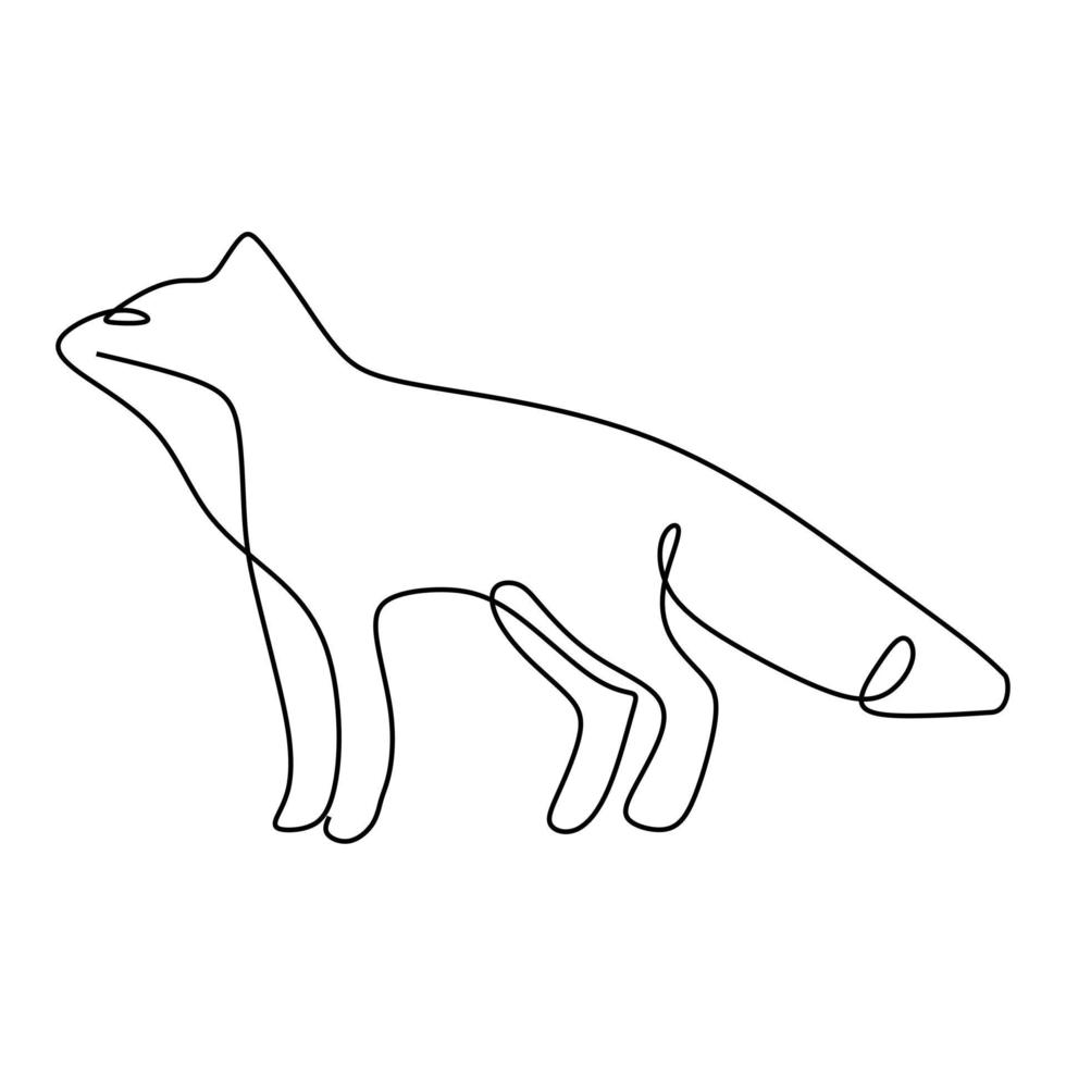 enkele doorlopende lijntekening van schattige vos bedrijfslogo identiteit. zoogdieren dierentuin dier pictogram concept. moderne één regel grafische vector tekenen ontwerp illustratie