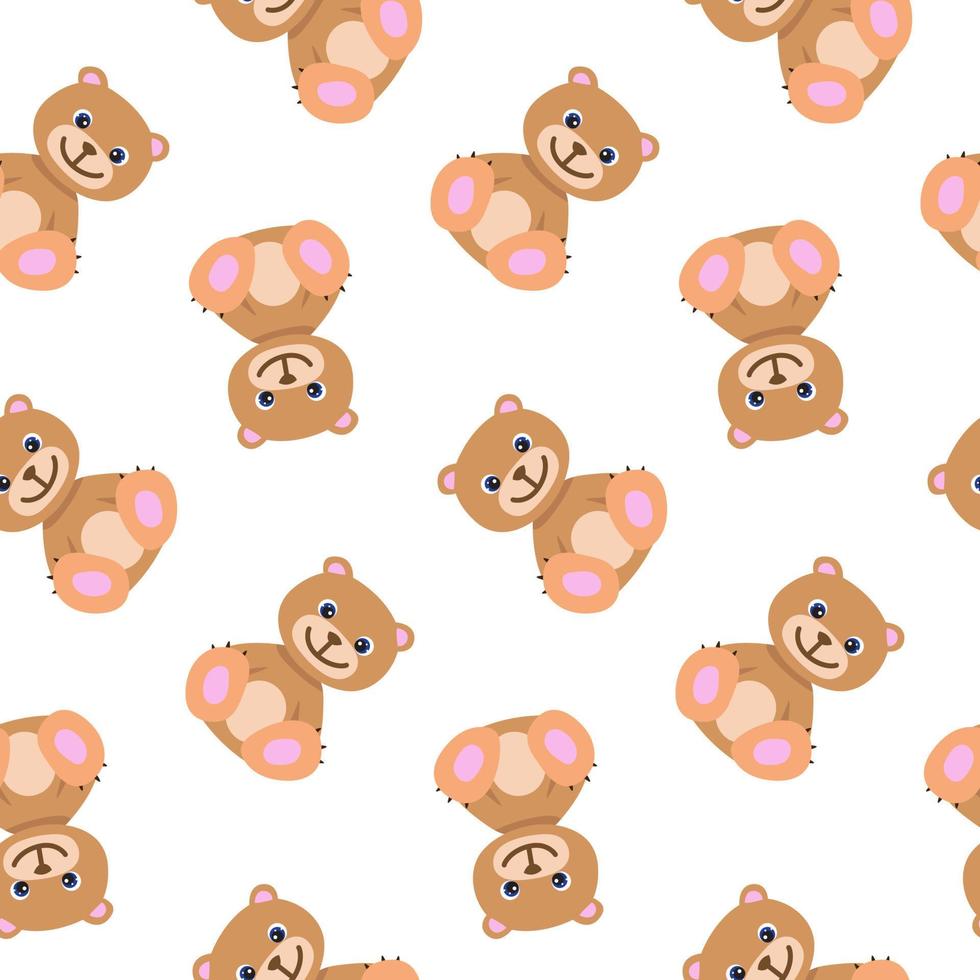 naadloos patroon met schattige bruine teddybeer in pastelkleuren. baby illustratie. tekenfilmafdruk voor kinderen. perfect voor kinderkleding, textiel, kinderbehang, cadeaupapier, wenskaarten vector