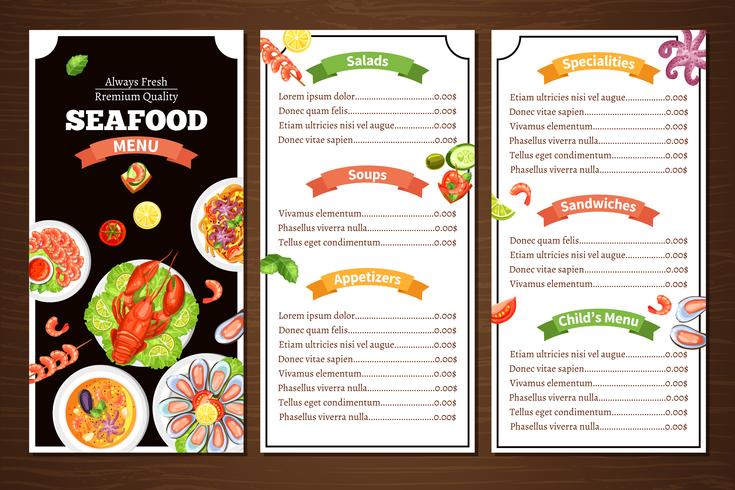 Visrestaurant Menu vector