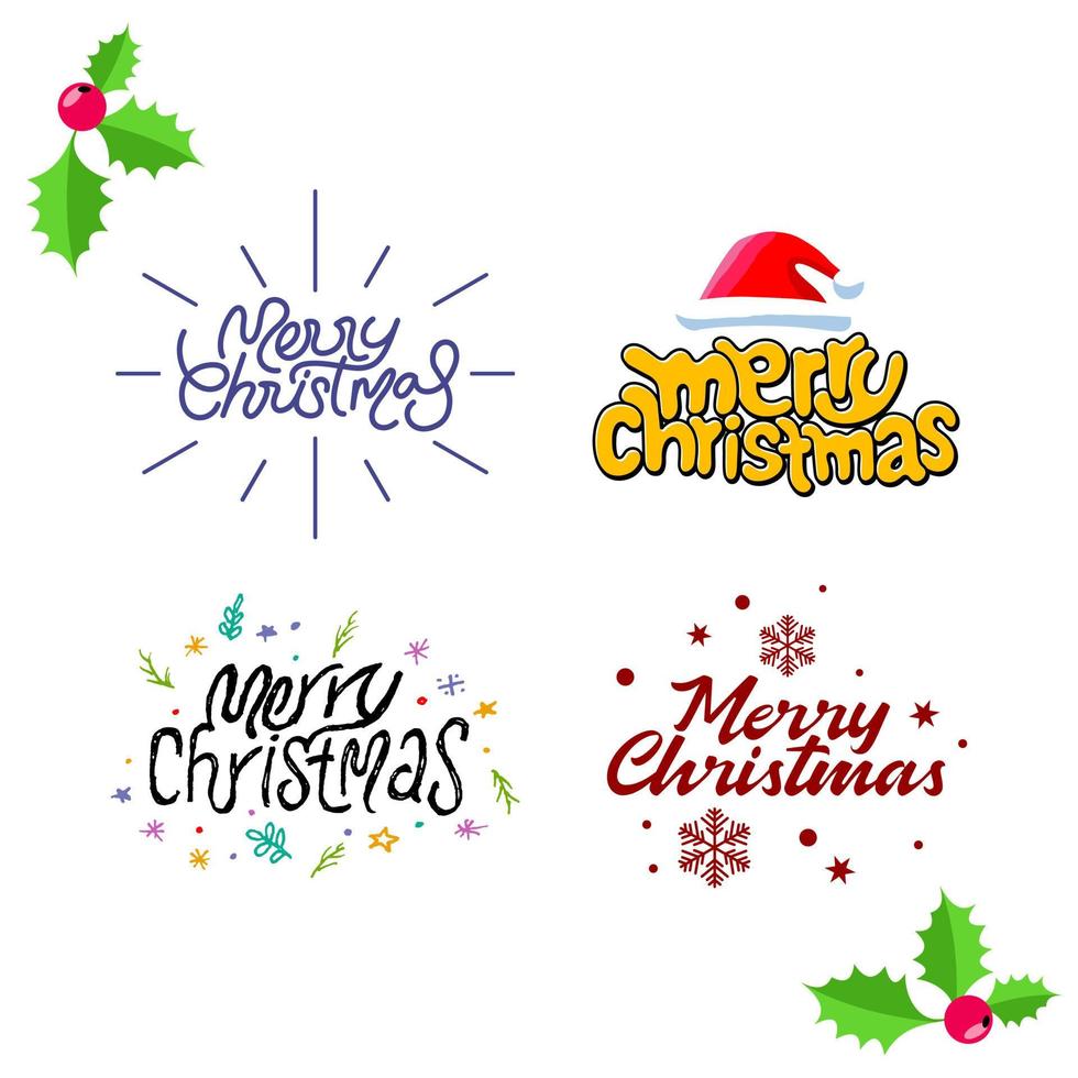 vrolijke kersttekst, belettering ontwerpkaartsjabloon, handschriftalfabetten, vector
