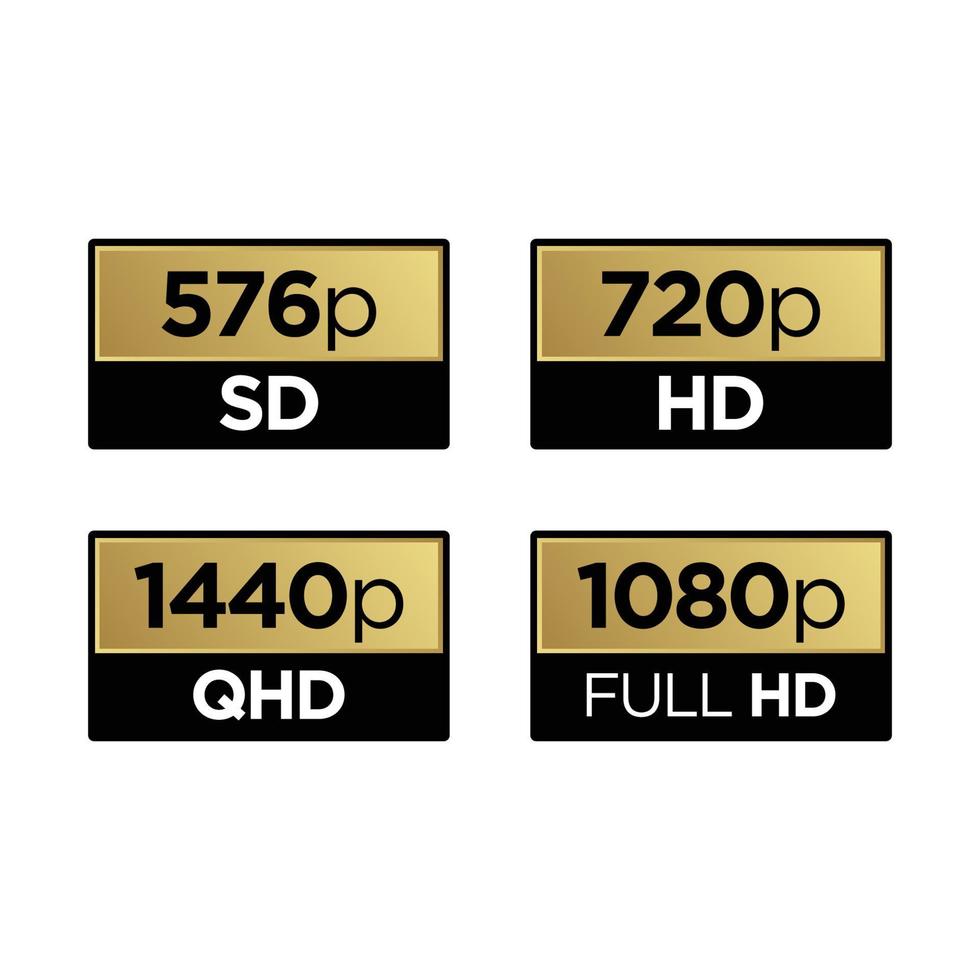 gouden 8k, 4k, 5k ultra hd video resolutie pictogram logo vector