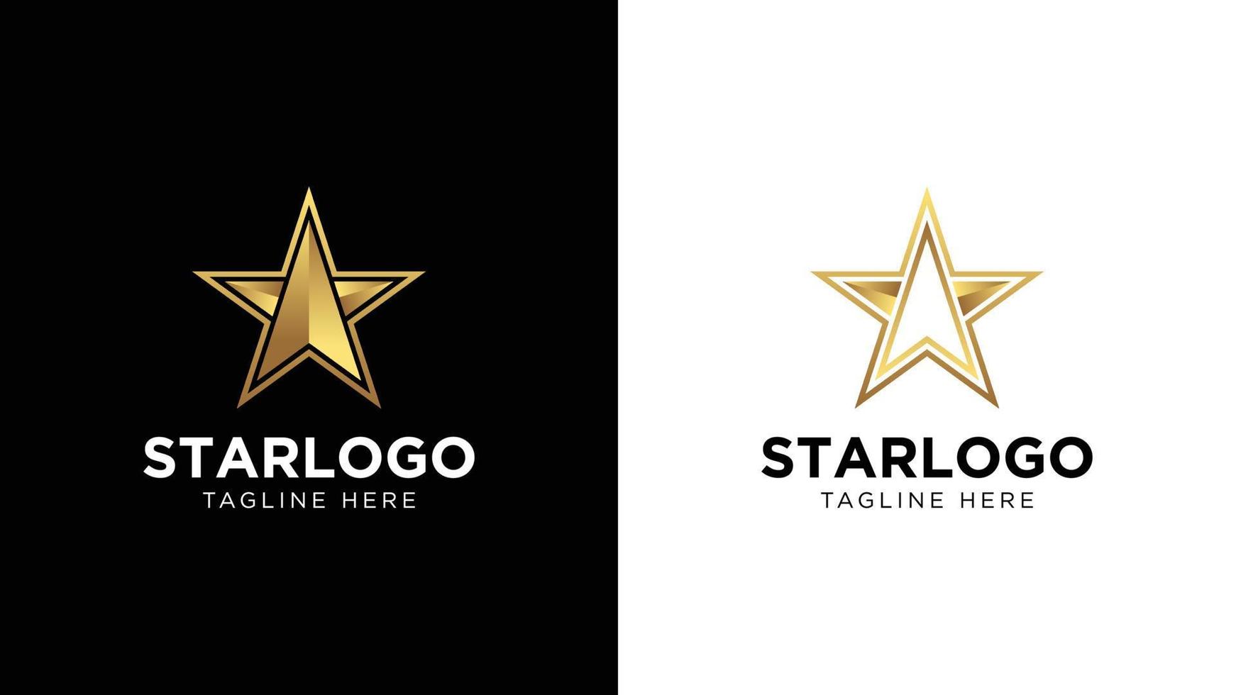 luxe gouden ster logo vector in elegante stijl met zwarte achtergrond