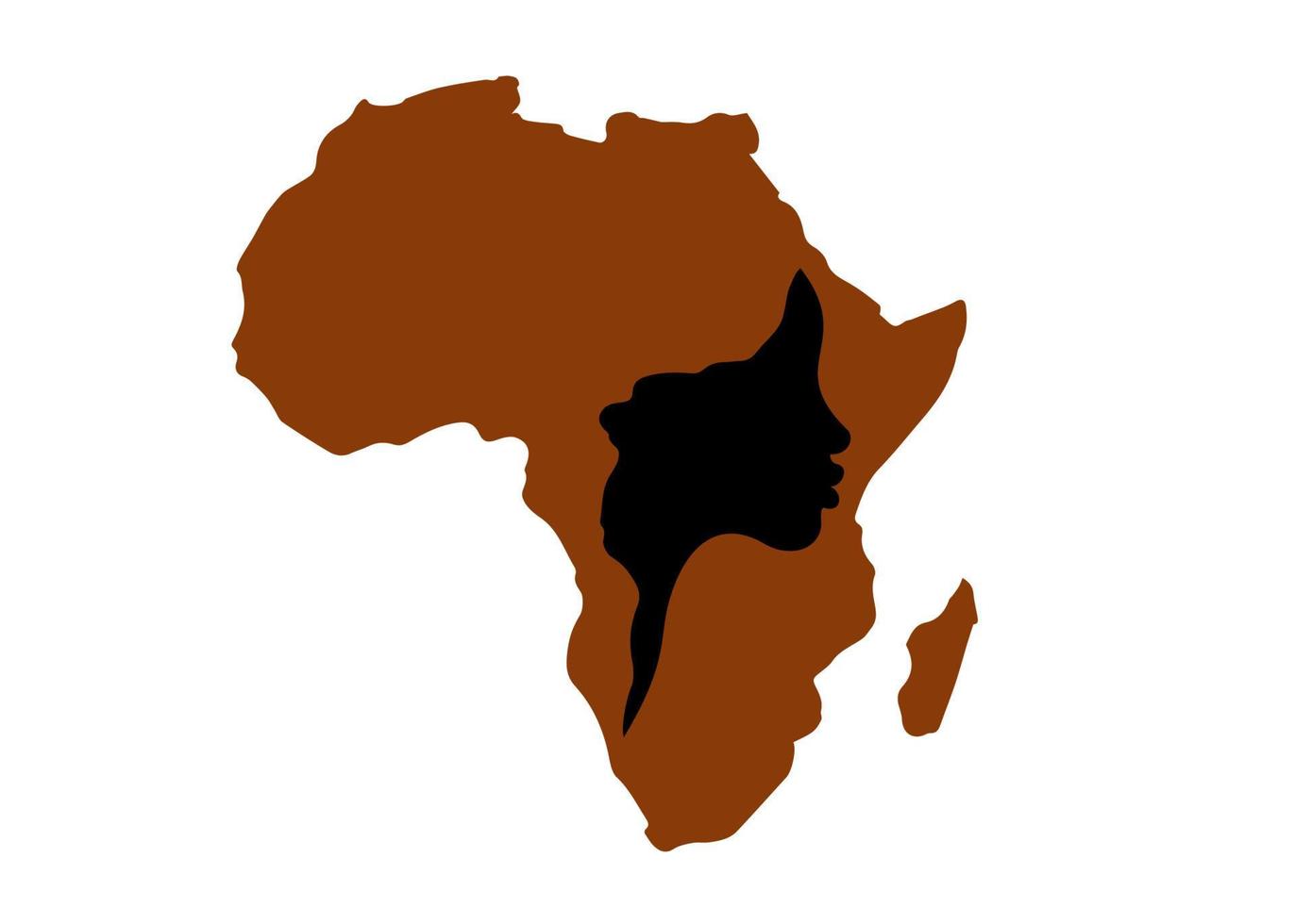 concept van Afrikaanse vrouw, gezicht profiel silhouet met tulband in de vorm van een kaart van Afrika. kleurrijke afro print tribal logo ontwerpsjabloon. vectorillustratie geïsoleerd op een witte achtergrond vector