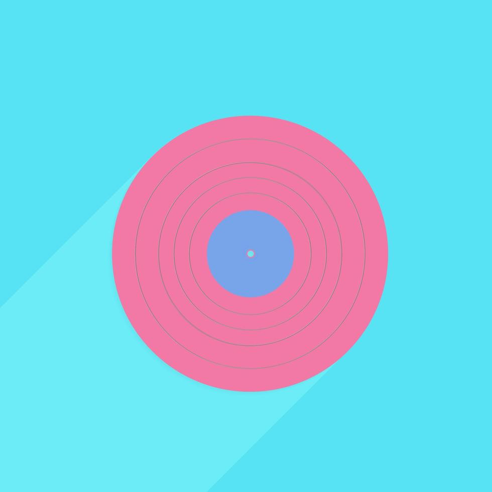 roze vynil record op heldere blauwe achtergrond in pastelkleuren. eps 10 vectorillustratie vector