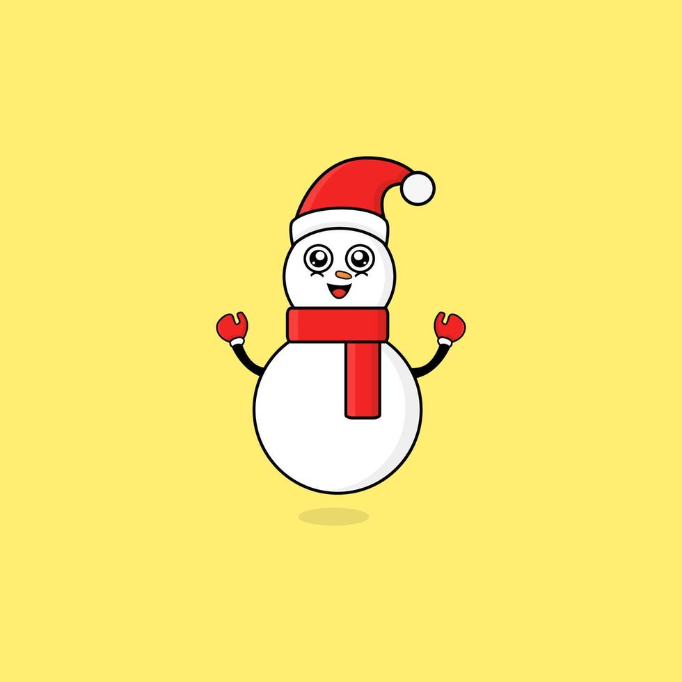 glimlach schattige sneeuwpop stripfiguur vector