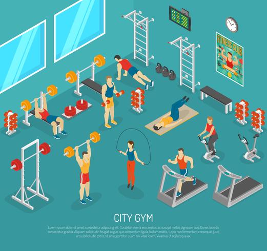 City Fitness Gym Center isometrische postbus vector