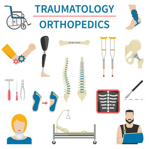 Traumatologie en orthopedie pictogrammen vector