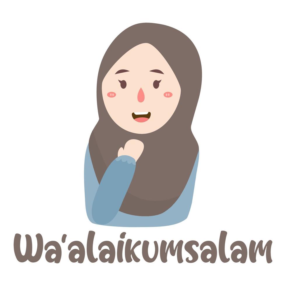 waalaikumsalam moslim hijab vrouw vector